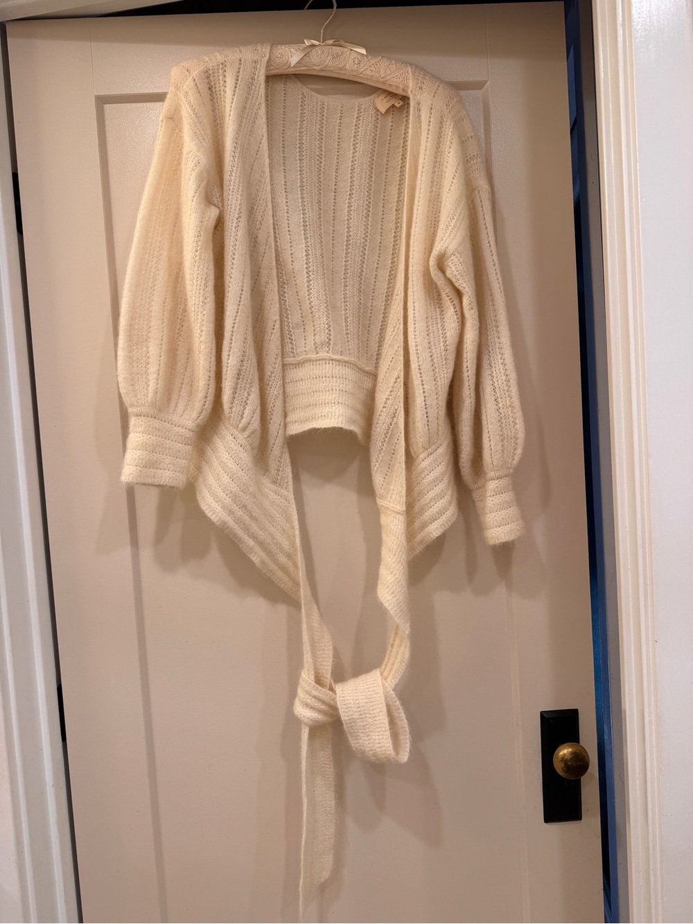Sezane Ivory Wrap Mohair Sweater - Coeur Jumper in Ecru - Picture 6 of 9